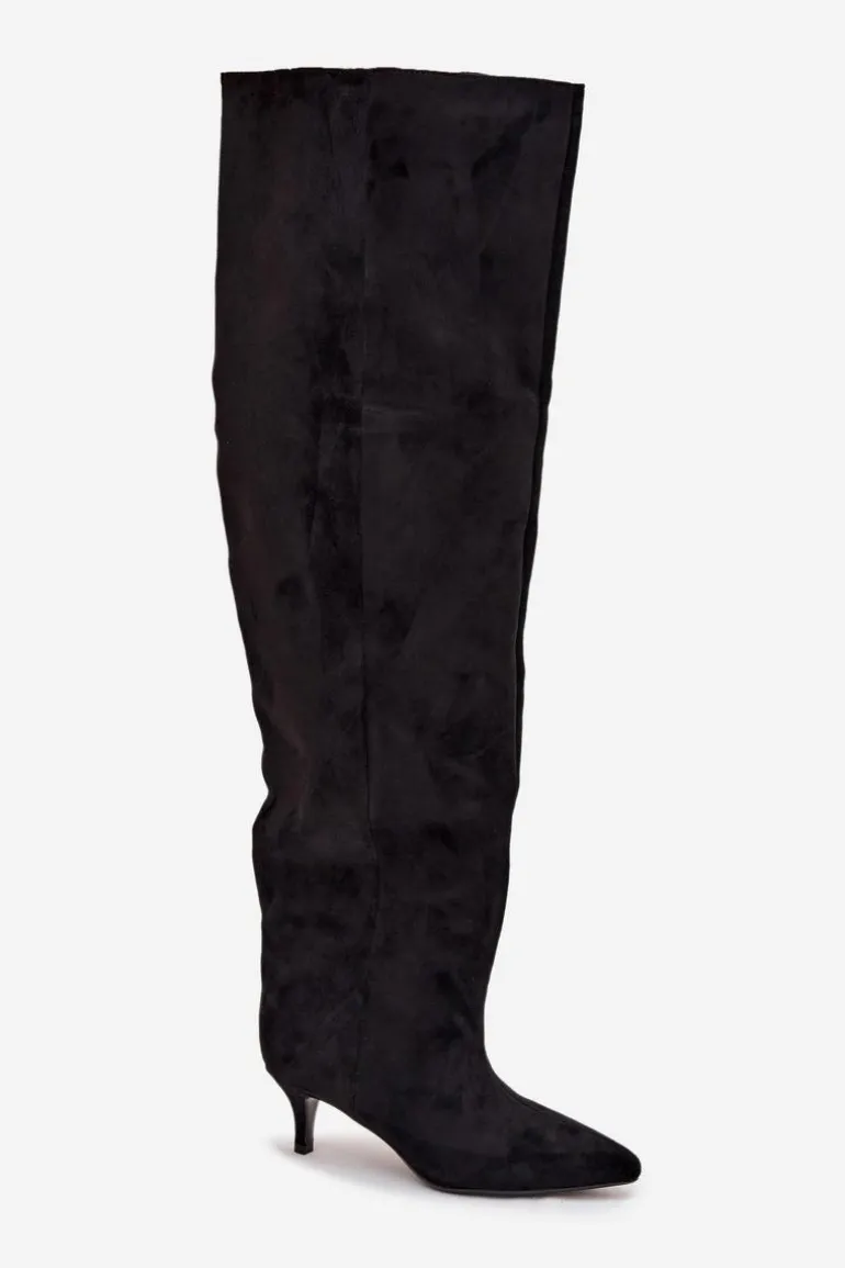 Wsuwane Kozaki Damskie Na Szpilce Czarne Ysolienne