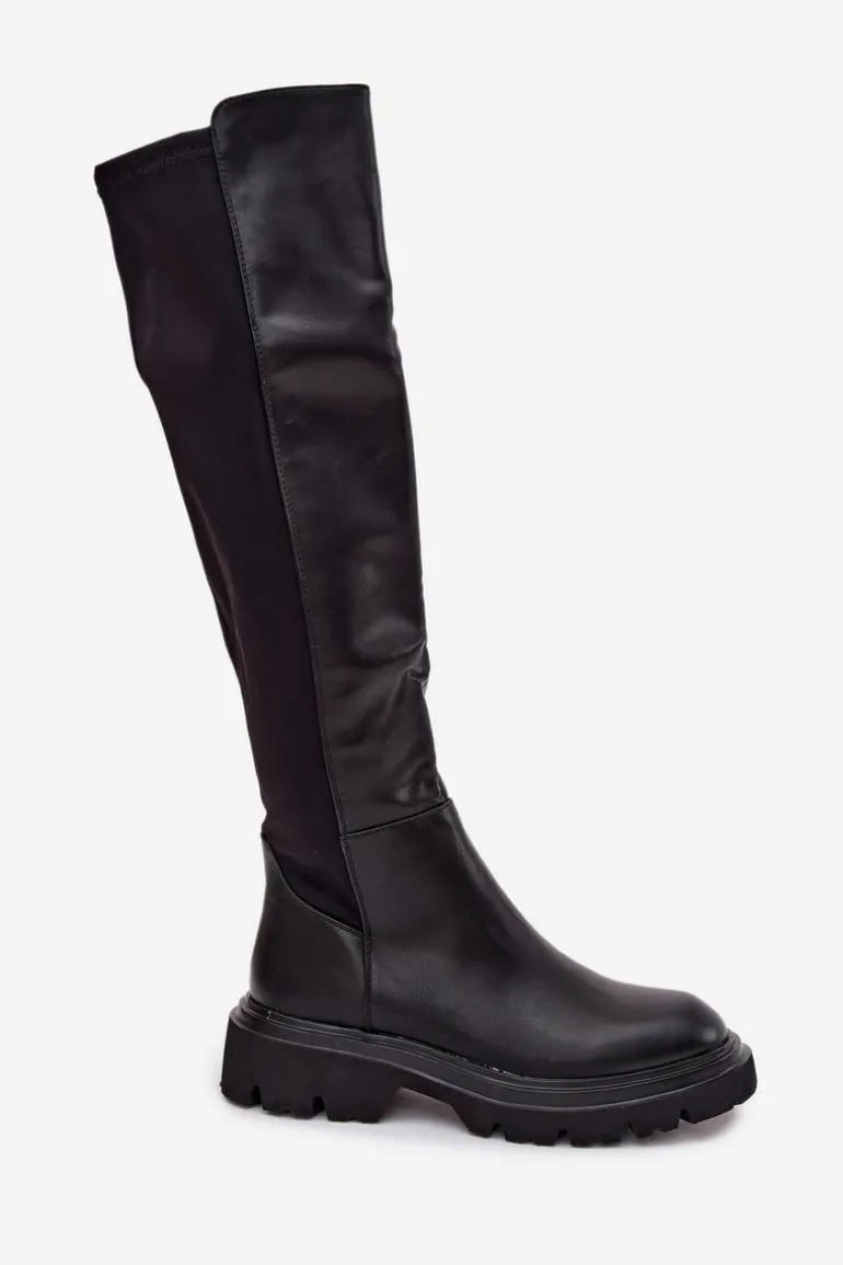 Wsuwane Kozaki Damskie Z Eko Skóry Czarne Sylvina