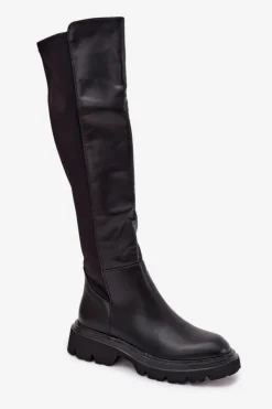 Wsuwane Kozaki Damskie Z Eko Skóry Czarne Sylvina