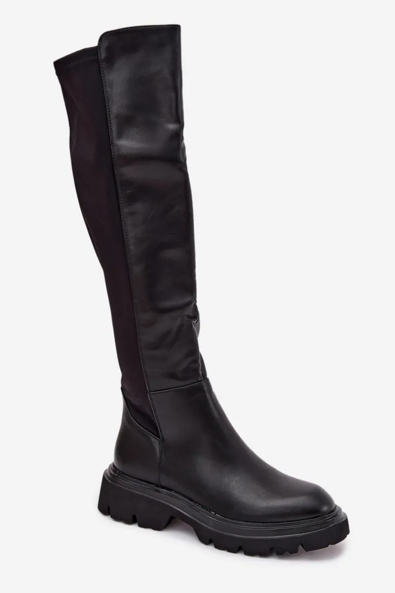 Wsuwane Kozaki Damskie Z Eko Skóry Czarne Sylvina