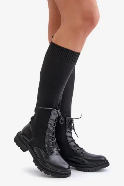 Wsuwane Kozaki Ze Skarpetkową Cholewką Czarne Iranel