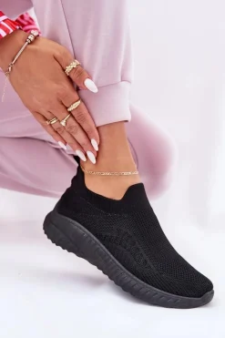 Wsuwane Materiałowe Buty Sportowe Damskie Czarne Minstina