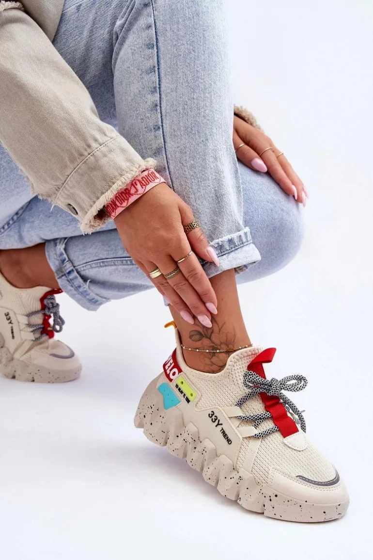 Wsuwane Modne Sneakersy Beżowe Evolution