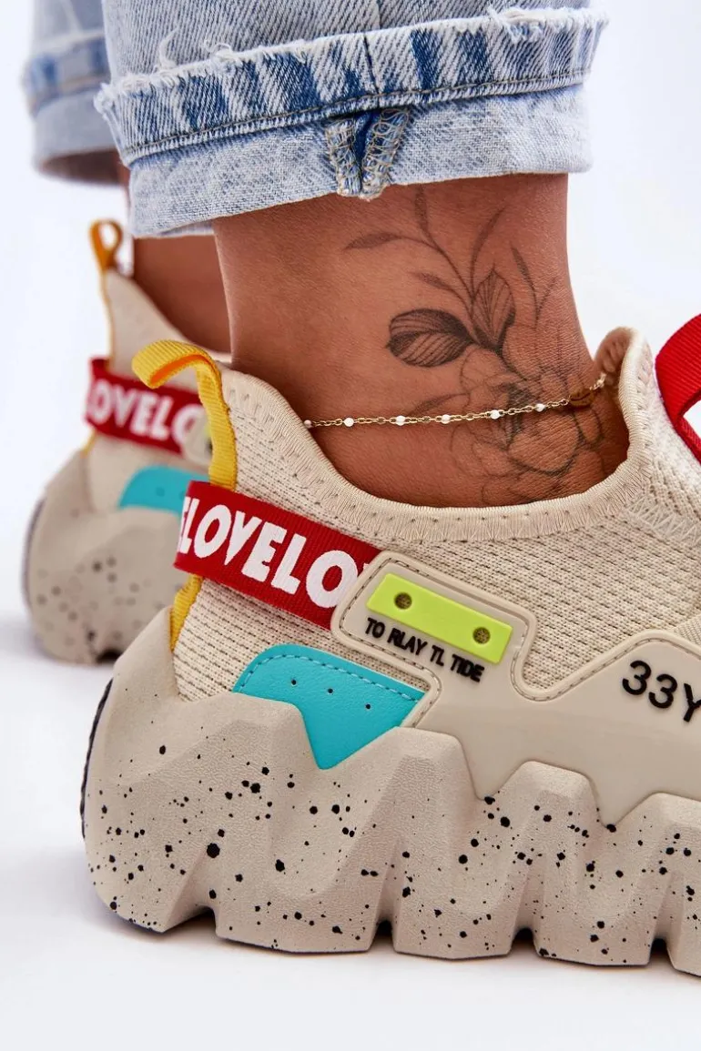 Wsuwane Modne Sneakersy Beżowe Evolution
