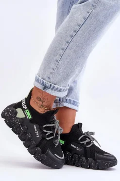 Wsuwane Modne Sneakersy Czarne Evolution