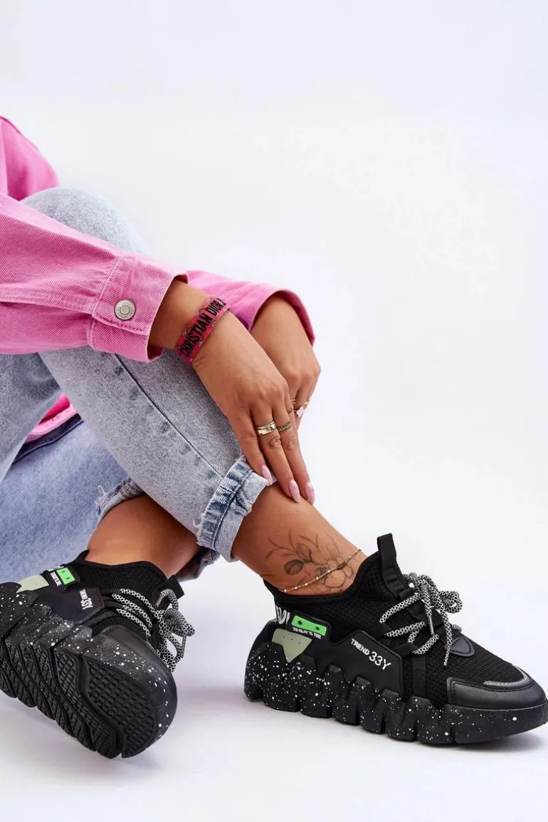 Wsuwane Modne Sneakersy Czarne Evolution