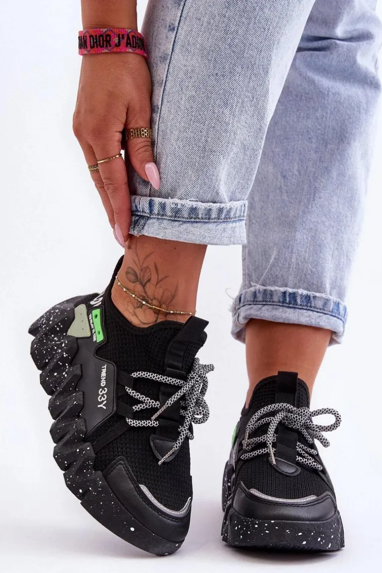 Wsuwane Modne Sneakersy Czarne Evolution