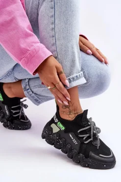 Wsuwane Modne Sneakersy Czarne Evolution
