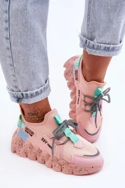 Wsuwane Modne Sneakersy Jasnoróżowe Evolution