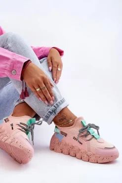 Wsuwane Modne Sneakersy Jasnoróżowe Evolution