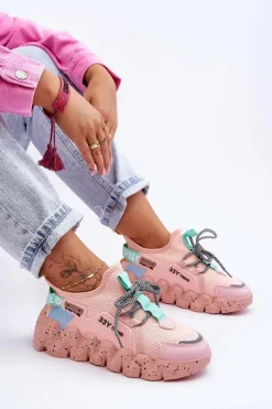 Wsuwane Modne Sneakersy Jasnoróżowe Evolution