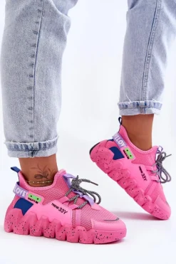 Wsuwane Modne Sneakersy Różowe Evolution