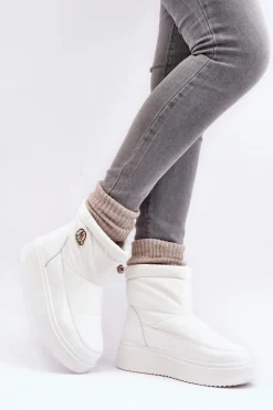 Wsuwane Śniegowce Damskie Na Platformie Białe Gattea