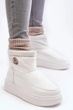 Wsuwane Śniegowce Damskie Na Platformie Białe Gattea