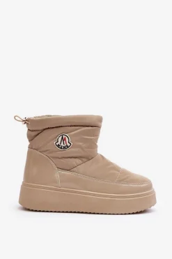 Wsuwane Śniegowce Damskie Na Platformie Beżowe Gattea