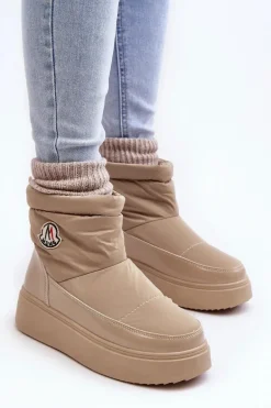 Wsuwane Śniegowce Damskie Na Platformie Beżowe Gattea