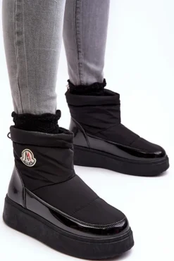 Wsuwane Śniegowce Damskie Na Platformie Czarne Gattea