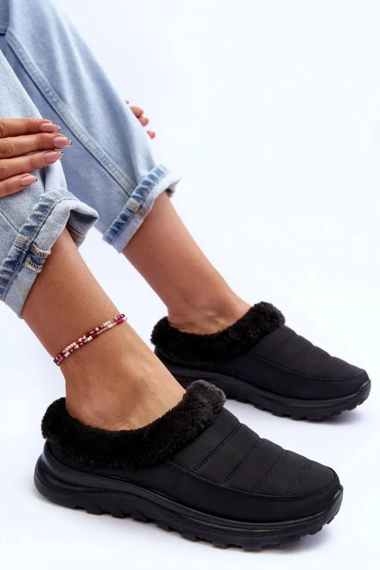 Wsuwane Niskie Śniegowce Czarne Olwina