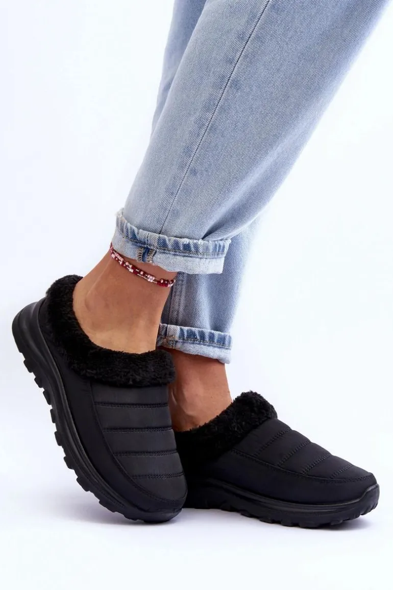 Wsuwane Niskie Śniegowce Czarne Olwina