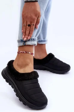 Wsuwane Niskie Śniegowce Czarne Olwina