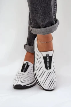 Wsuwane Półbuty Damskie Z Naturalnej Skóry S.Barski LR51-672 Białe