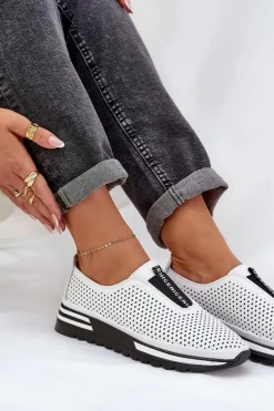 Wsuwane Półbuty Damskie Z Naturalnej Skóry S.Barski LR51-672 Białe