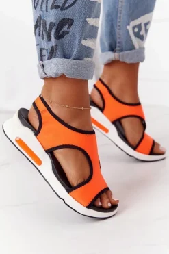 Wsuwane Sandały Na Koturnie Pomarańczowe Zoey