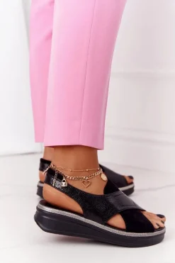 Wsuwane Sandały Na Platformie Sergio Leone SK029 Czarne