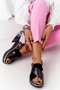 Wsuwane Sandały Na Platformie Sergio Leone SK029 Czarne