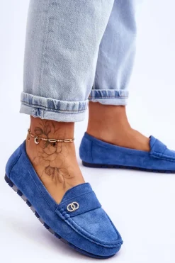 Wsuwane Zamszowe Mokasyny Niebieskie Castelo