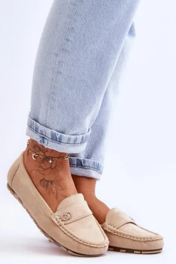 Wsuwane Zamszowe Mokasyny Beżowe Castelo