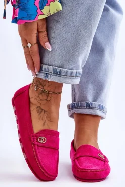 Wsuwane Zamszowe Mokasyny Fuksja Castelo