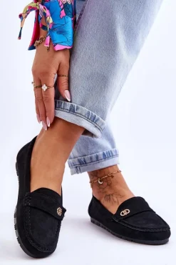 Wsuwane Zamszowe Mokasyny Czarne Castelo