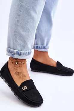 Wsuwane Zamszowe Mokasyny Czarne Castelo