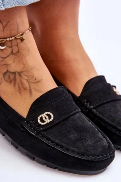 Wsuwane Zamszowe Mokasyny Czarne Castelo