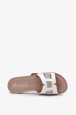 Wygodne Błyszczące Klapki Damskie Inblu BA000050 Białe