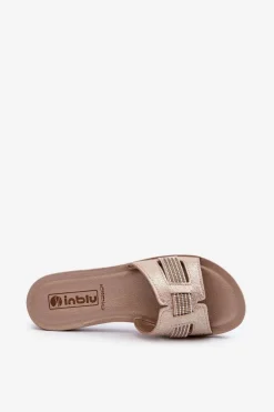 Wygodne Błyszczące Klapki Damskie Inblu BA000050 Złote