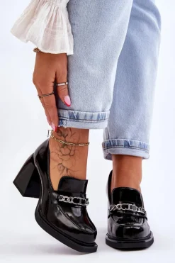 Wygodne Czółenka Na Masywnym Obcasie Czarne Julien