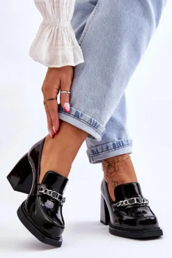 Wygodne Czółenka Na Masywnym Obcasie Czarne Julien