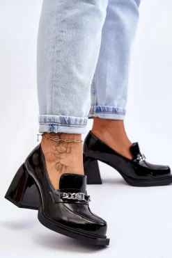 Wygodne Czółenka Na Masywnym Obcasie Czarne Julien