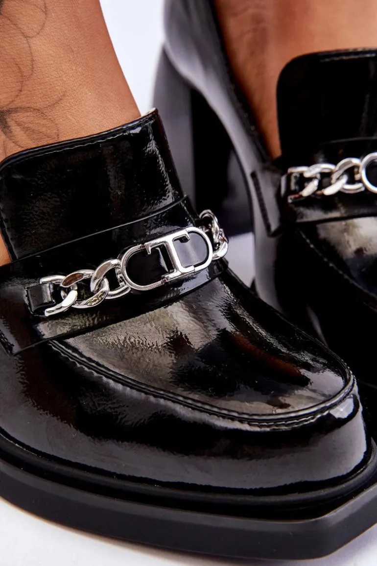 Wygodne Czółenka Na Masywnym Obcasie Czarne Julien