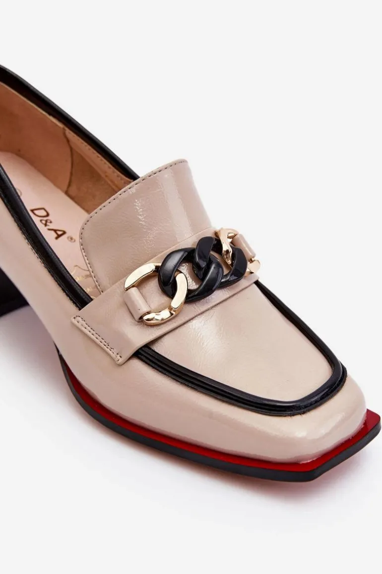 Wygodne Czółenka Na Niskim Obcasie Beżowe Valenti