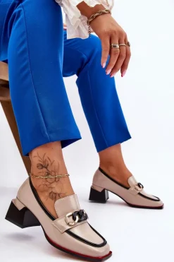 Wygodne Czółenka Na Niskim Obcasie Beżowe Valenti