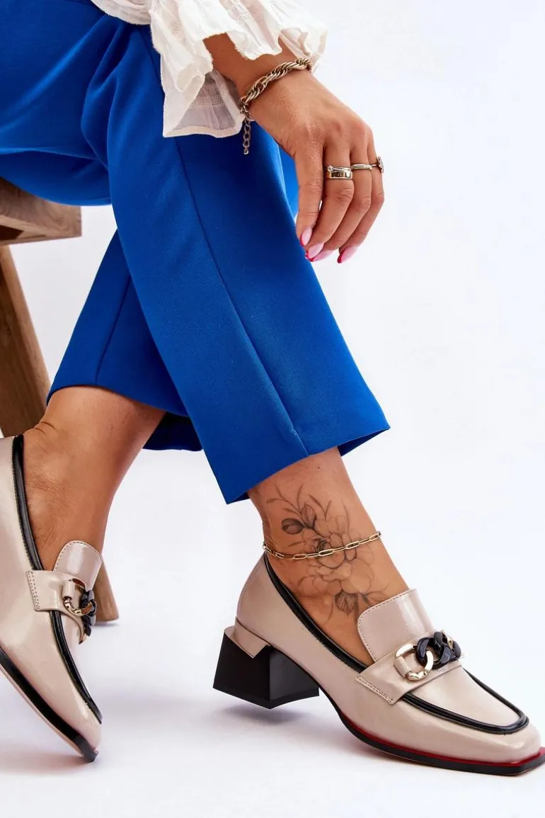 Wygodne Czółenka Na Niskim Obcasie Beżowe Valenti