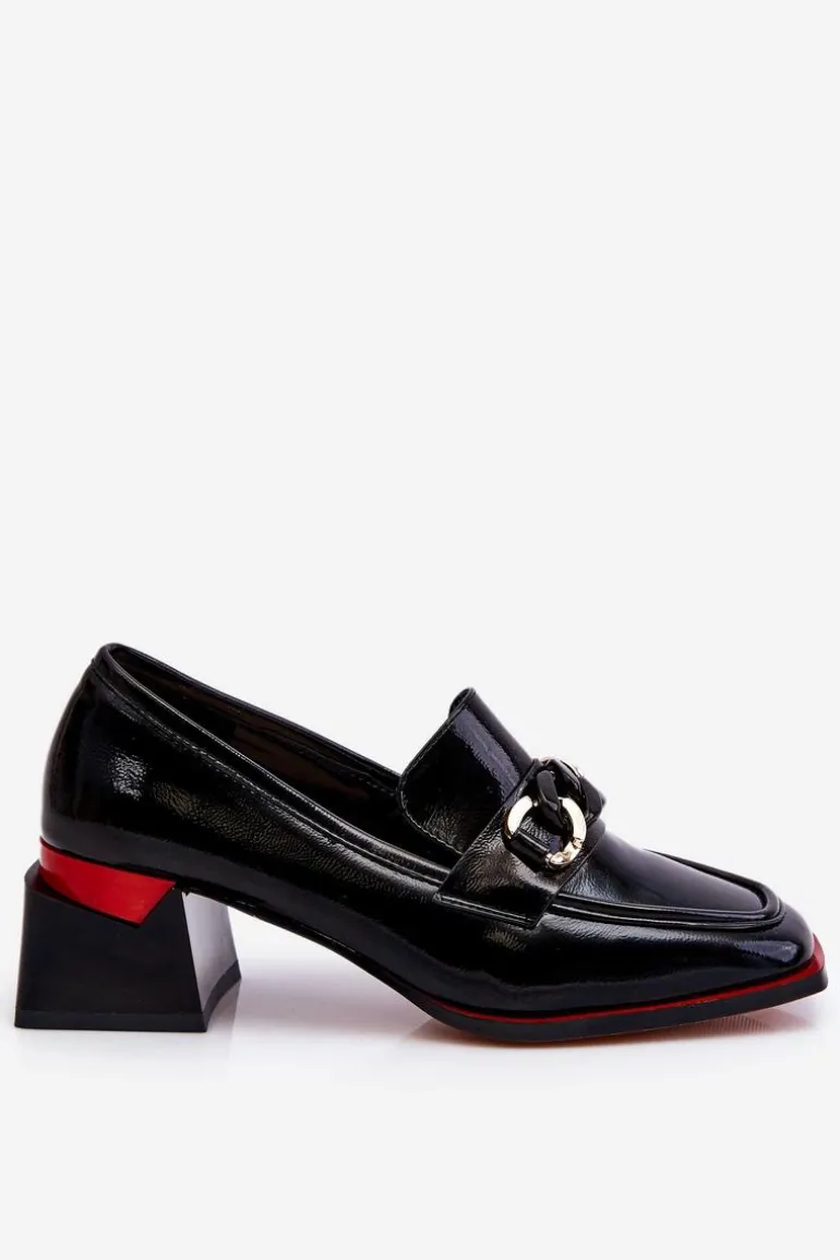 Wygodne Czółenka Na Niskim Obcasie Czarne Valenti