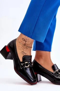 Wygodne Czółenka Na Niskim Obcasie Czarne Valenti