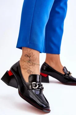 Wygodne Czółenka Na Niskim Obcasie Czarne Valenti