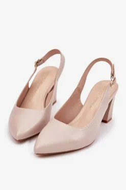 Wygodne Czółenka Na Słupku Sergio Leone SK162 Beżowe