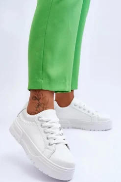 Wygodne Damskie Buty Sportowe Na Platformie Białe Devan