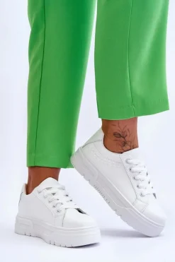 Wygodne Damskie Buty Sportowe Na Platformie Białe Devan